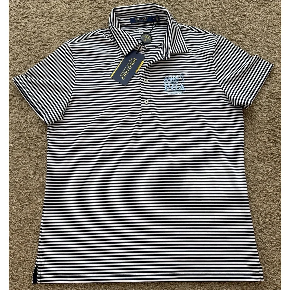 Polo Golf Ralph Lauren KPMG Women's PGA Shirt Medium Stripe UV Protection Golf T